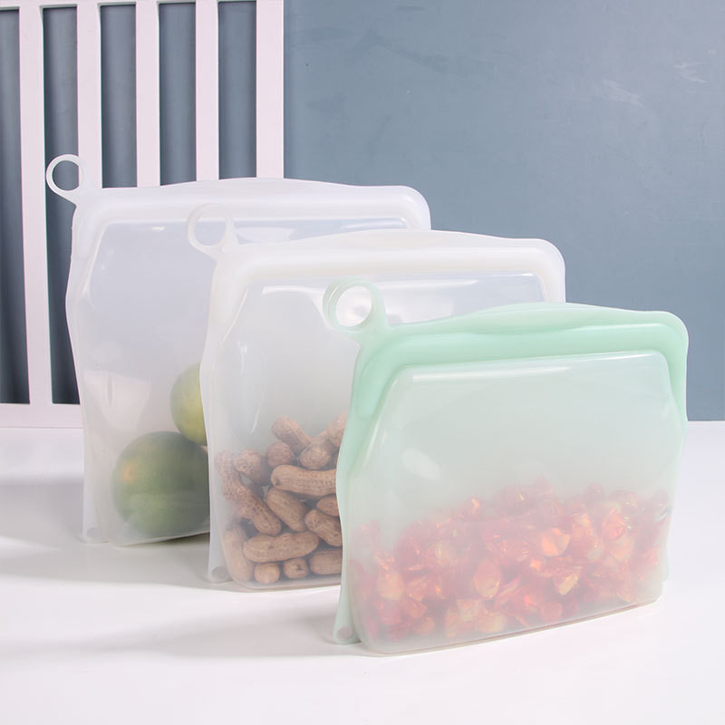 Reusable 100% Silicone Food Storage Bags Sandwich Snack Bags New Generation Stand Up Zip Container For Soup And Leftover