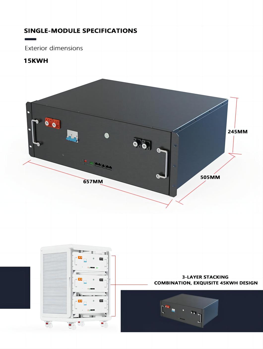 51.2V 15Kwh 45Kwh Solar Lithium Lifepo4 Rack Mount Battery Solar Panel Generator