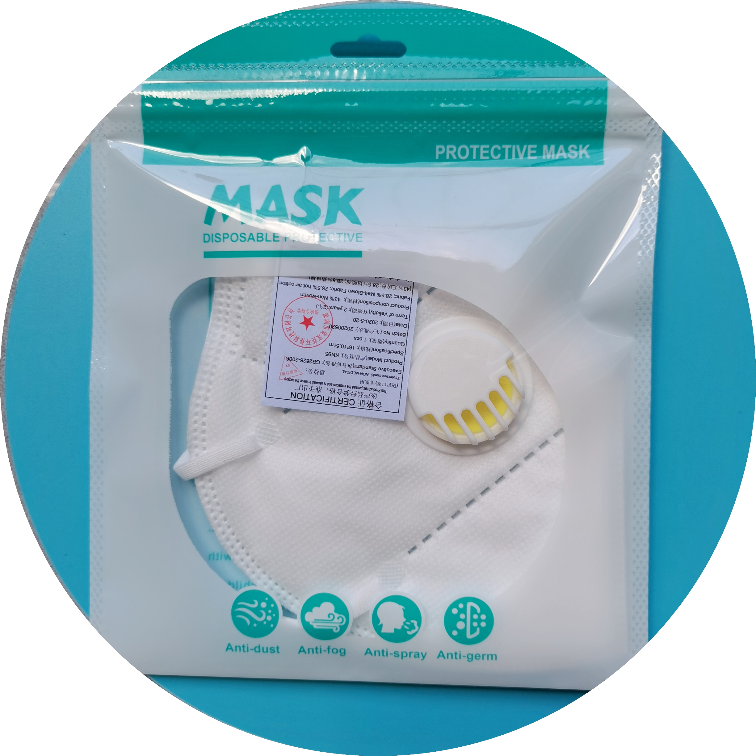 KN95 Disposable Protective Face Mask Single Valve 5 Plys Non Woven