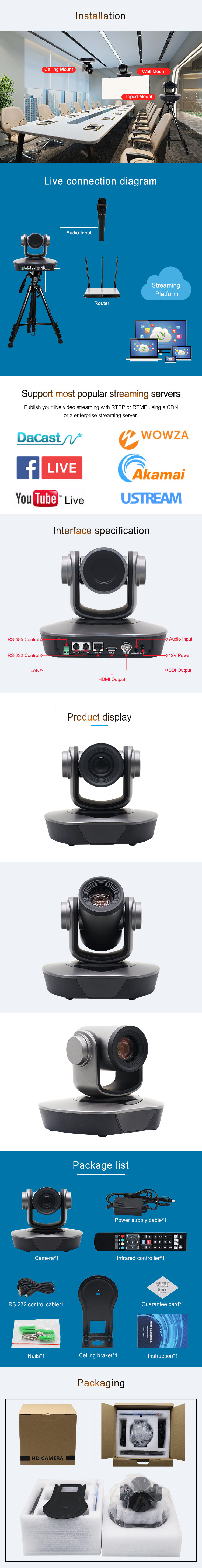3x Optical Zoom HDMI Input Video Conference Camera System for Business Communication