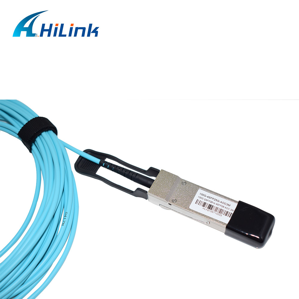 100G QSFP28 To 4X25G SFP28 Breakout Active Fiber Optic Cable OM3 3m Length