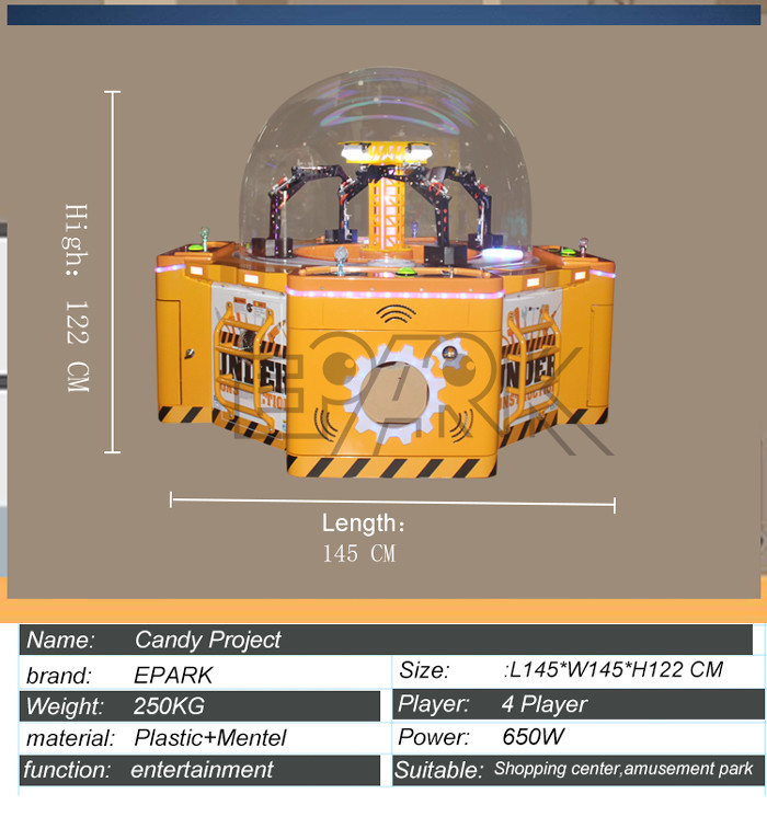 Arcade Amusment Candy Claw Catch Vending Machine For Four Player