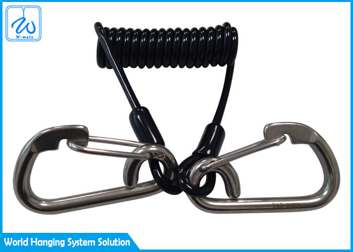 Professional Adjustable Retractable Safety Plastic Coated Spring Steel Coiled Tool Lanyard