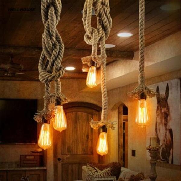 Retro loft Vintage Pendant Lights Loft DIY Rope Pendants Lamps Industrial