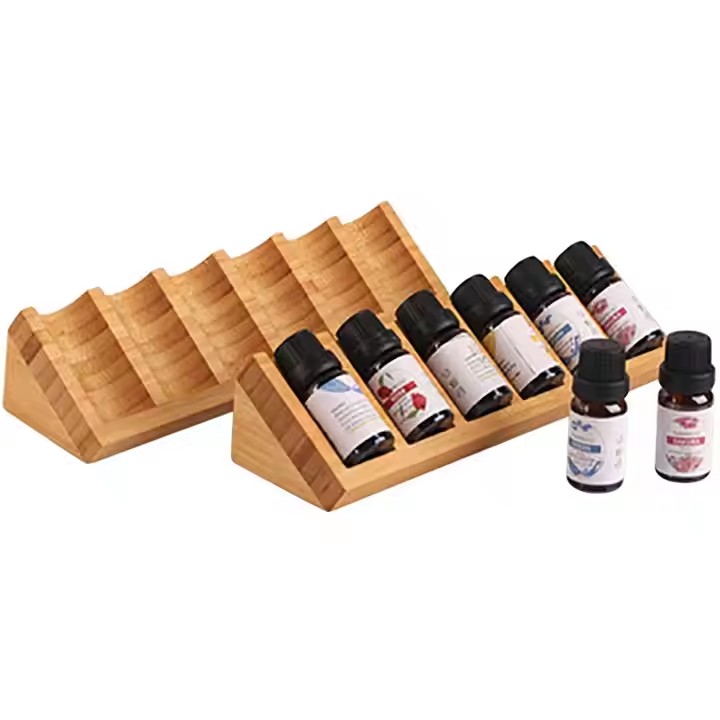 amboo Wood Essential Oil Bottle Storage Holder wooden display stand