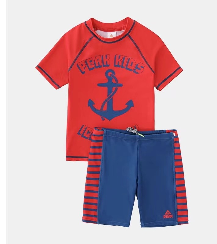 Lively Boys Swimwear Sets Blue Split Outdoor Short Sleeve Boy Swimsuit
