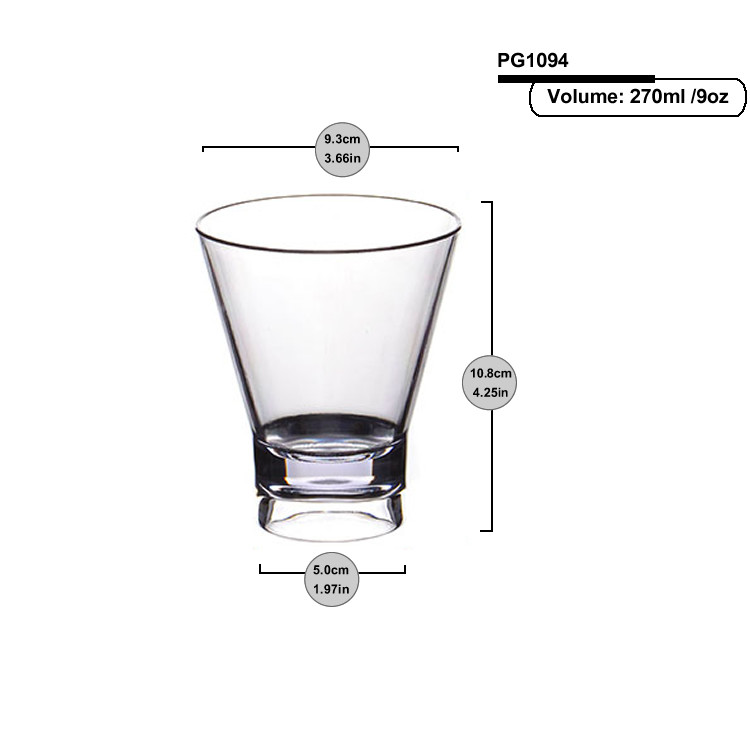 Old Fashioned Plastic Whisky Glasses 9oz SAN Plastic Stackable Rocks Glasses