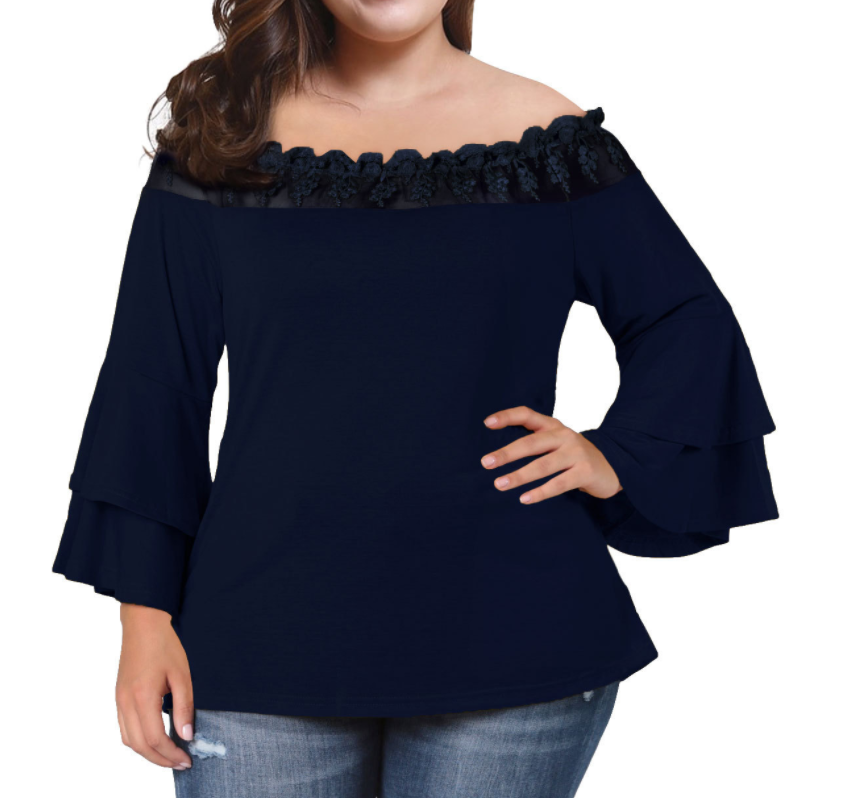 Factory wholesale plus size clothing women lace blouse