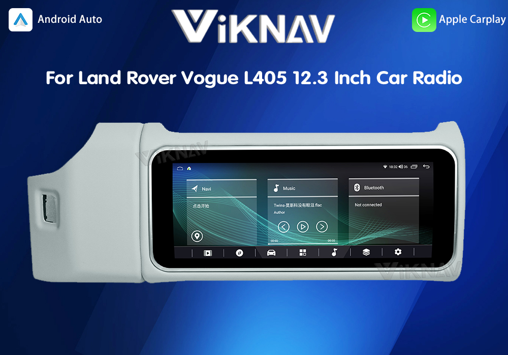 Viknav 12.3 Inch Touch Screen Car Radio For Land Rover Range Rover Vogue L405 2013-2017 Multimedia Player GPS Navigation Head Unit (Ivory)