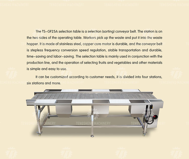 Automatic Vegetable Sorting Machine Selection Table Food Processor