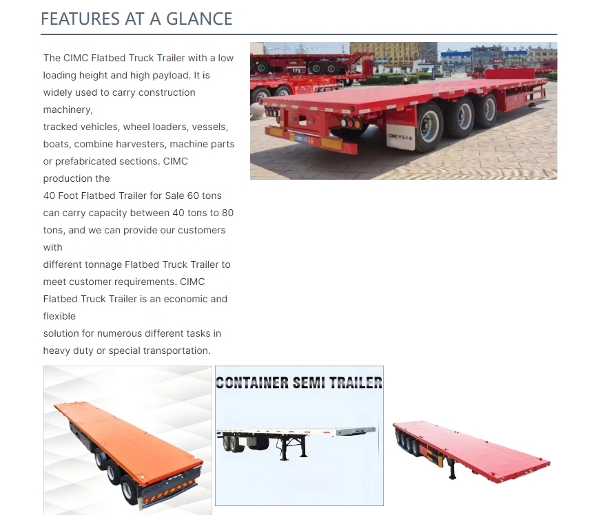 Heavy-Duty Fatbed Semi Trailer For Stable And Efficient Transportation Of Oversized Loads