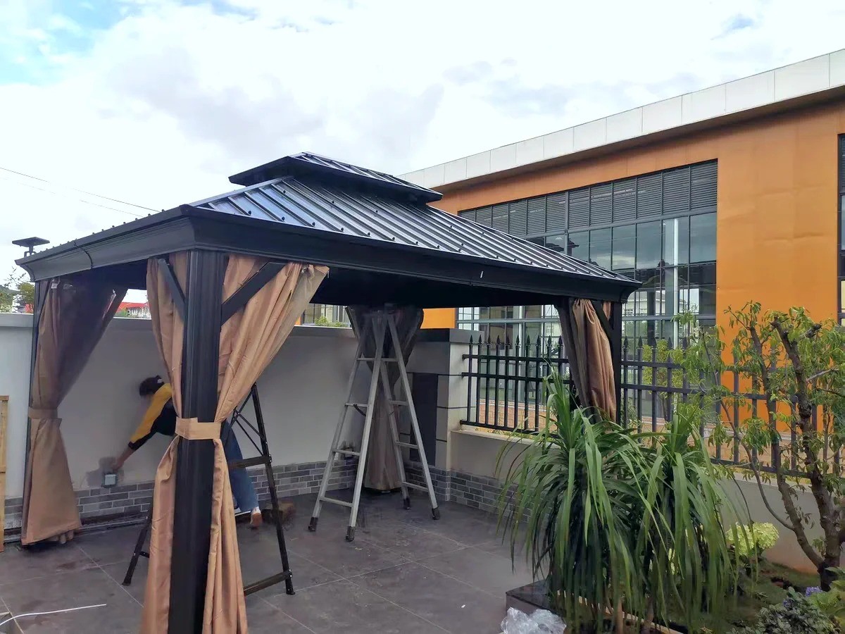 Hardtop Garden Gazebo Metal Steel Roof Frame Aluminum Outdoor Gazebo Tent