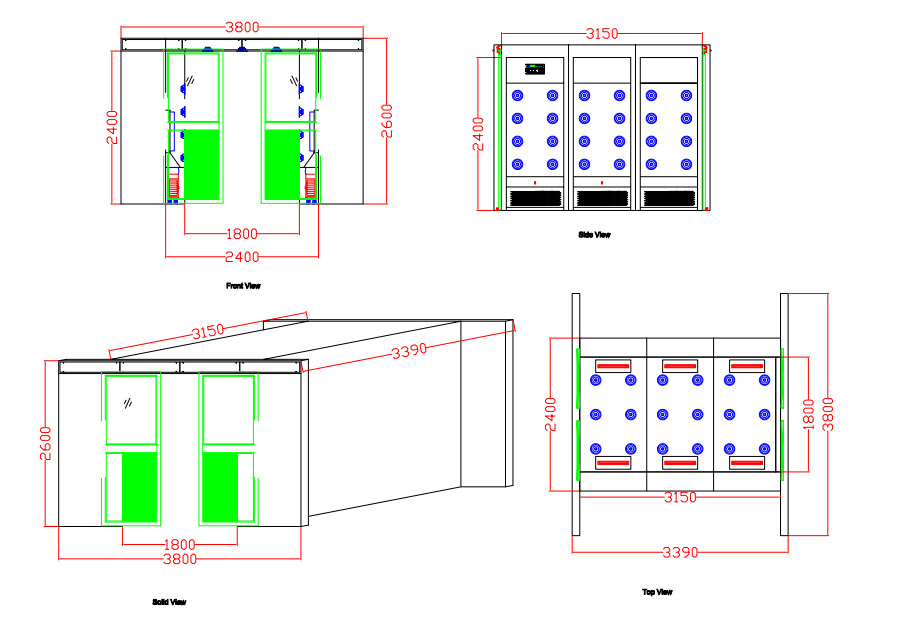 Industry Cleanroom Air Shower System Tunnel With Width 1800 Automatic Sliding Doors