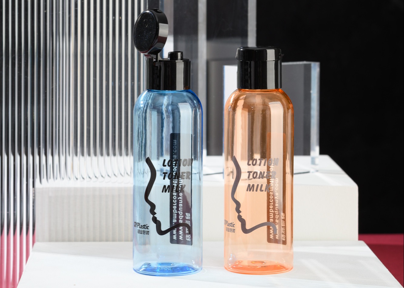 1000ml Colorful Label Plastic Cosmetic Bottle Round Shoulder Shampoo Conditioner