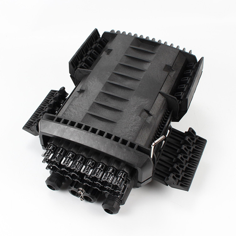 Black Fiber Optic Joint Closure Box Waterproof FTTH Joint Box 2 Inlet 24 Out