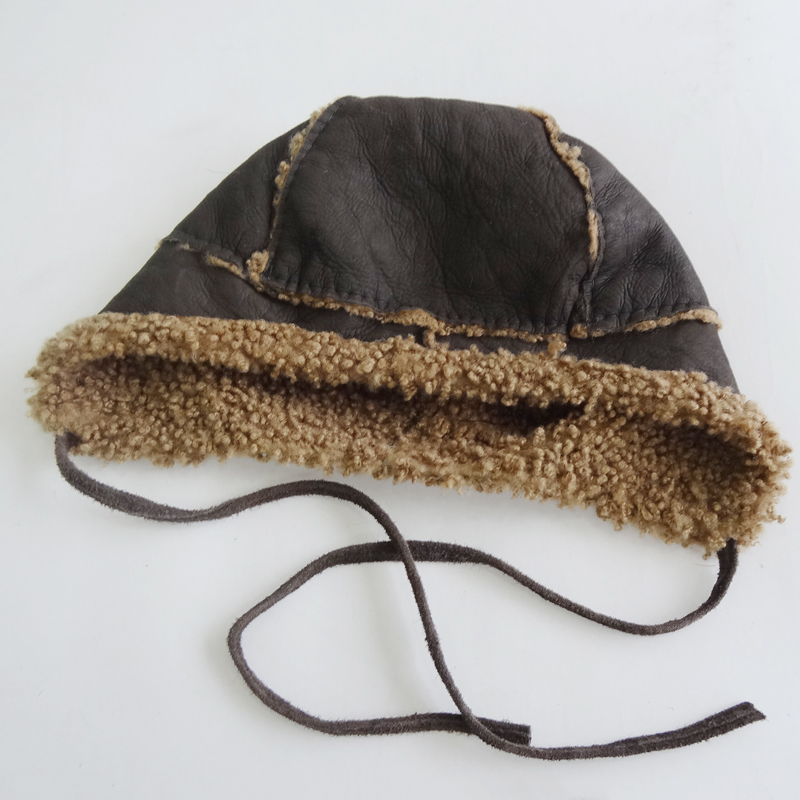 Merino Rolled Wool Sheepskin Winter Sheepskin Hats Earflap Type For Children