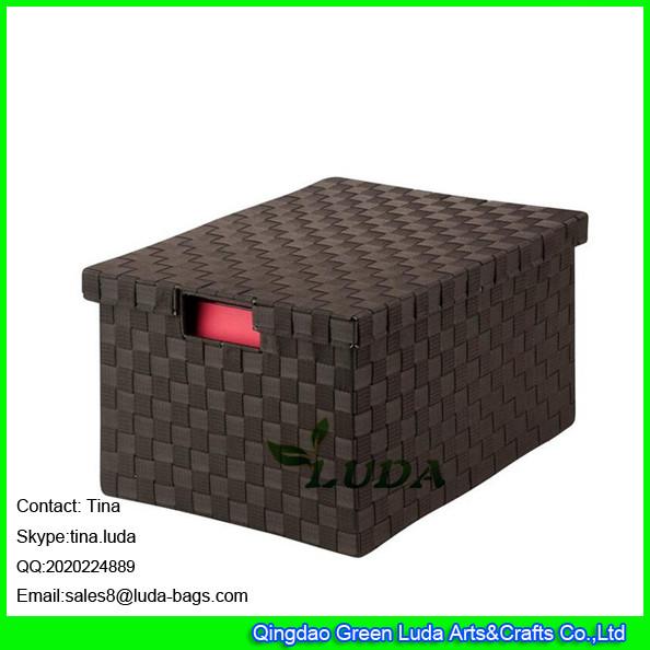 LDKZ-023 espresso brown home stoage container double woven strap file storage