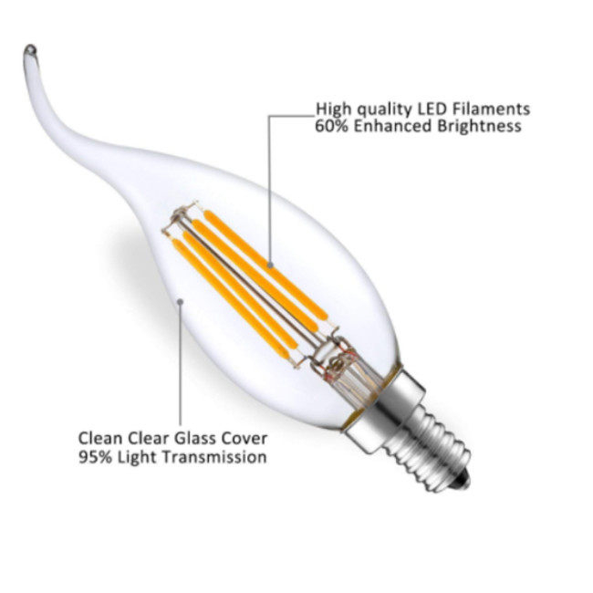 240V E14 4W Amber Candle Light Lamp C35 2200k Edison Bulb Filament