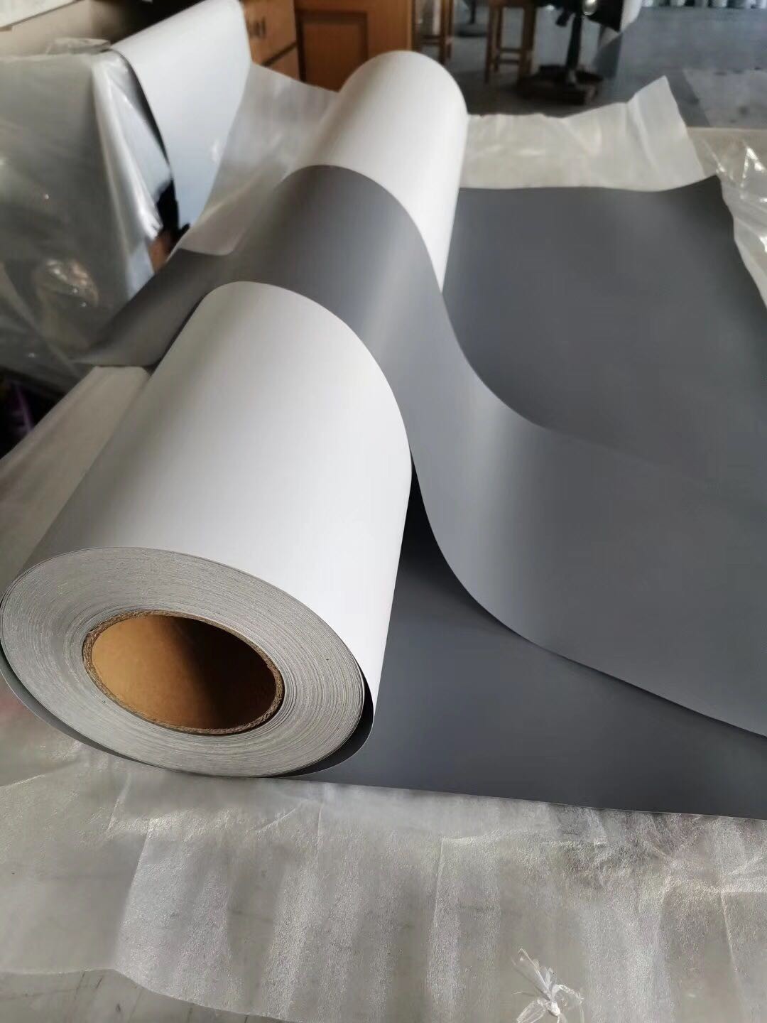 Eco-Sovlent Satin Grey Back PET Film 350mic/450GSM for X Banner / display/ Roll up Banner stand