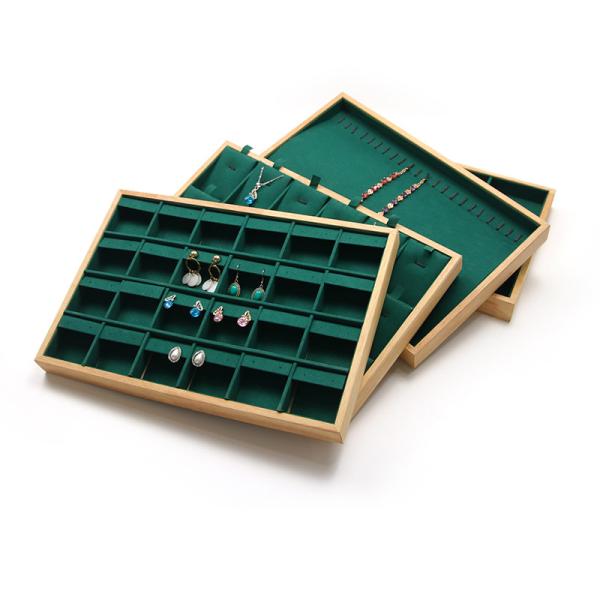 Custom Wooden Jewelry Display Plate Multiple Compartments for Ring Ear Studs