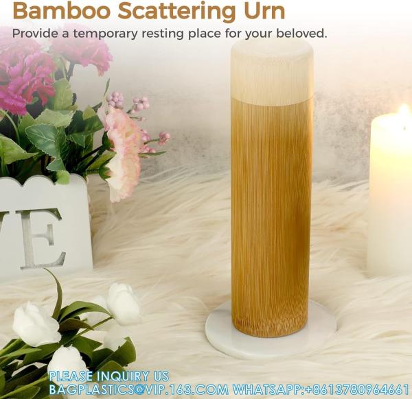 Bamboo Scattering Urn Set, 4PCS Small Bamboo Scattering Urns for Human Ashes,