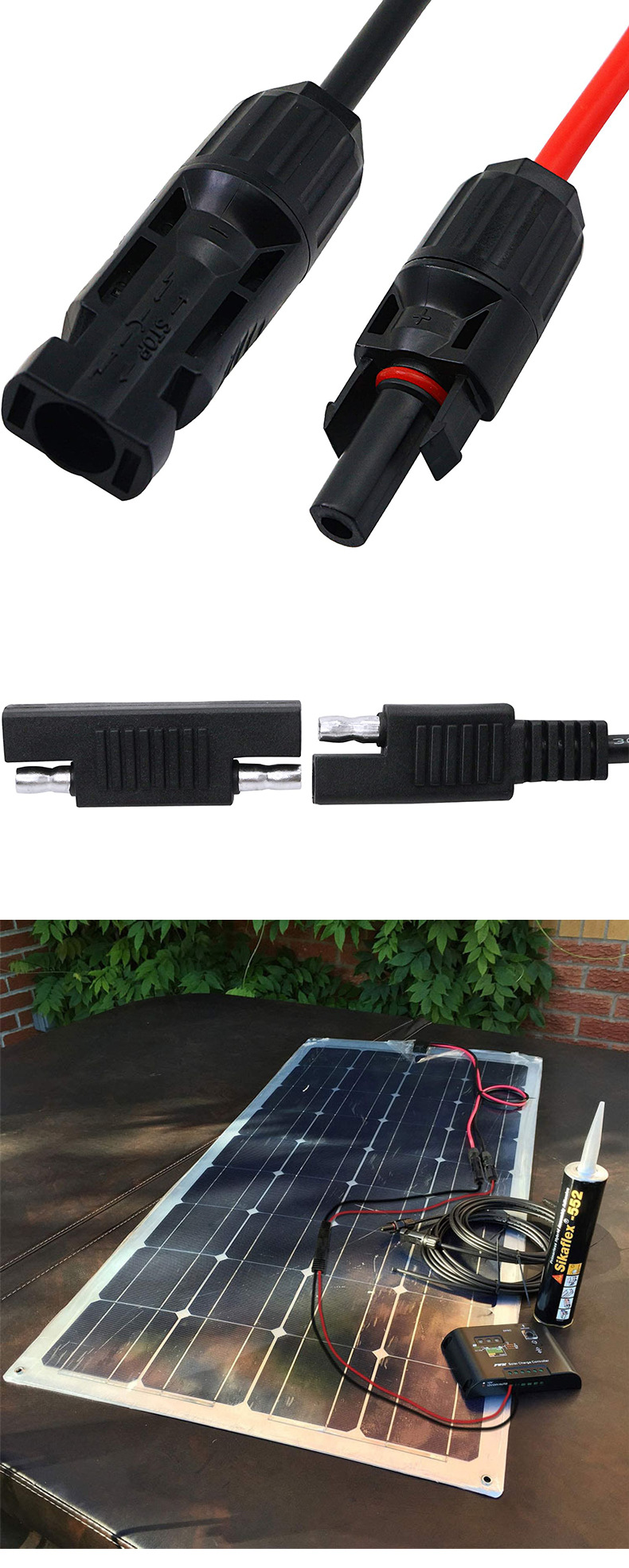 10AWG SAE to Solar Panel Adapter Extension Cable RV Solar Panel Connector Cable for RV Caravan Solar Panels Battery Charge