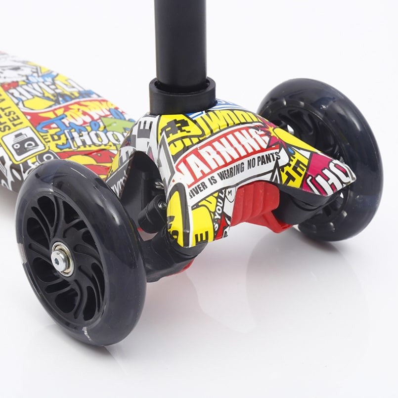 Three Wheels Foldable Kids Skate Kick Scooter With Lifting Rod PU Lighting Wheel