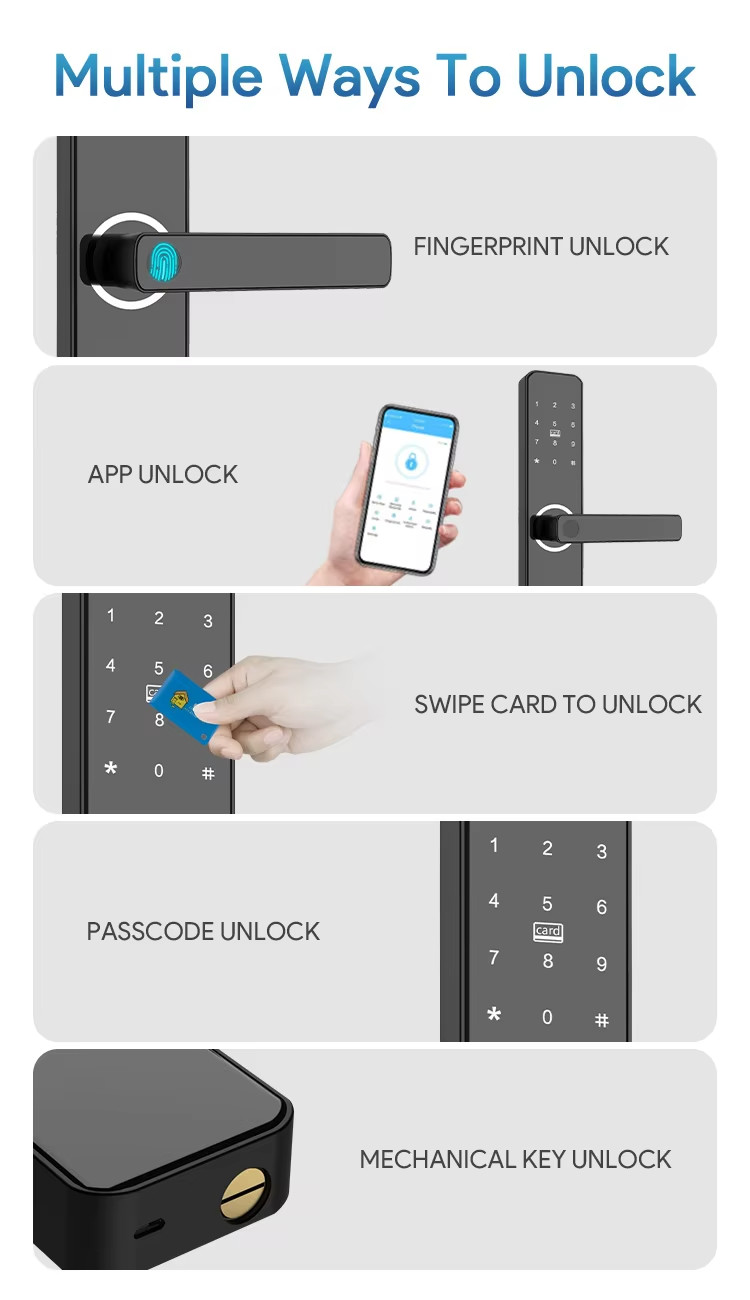 Tlock Tuya Wifi Enabled Door Lock 38mm - 55mm Fingerprint Digital Door Lock