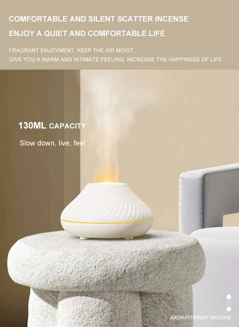 Dropshipping Newest RGB Light Flame Aroma Diffuser 130Ml 3d Colorful Flame Humidifier Fire Volcano Diffuser Dropshipping