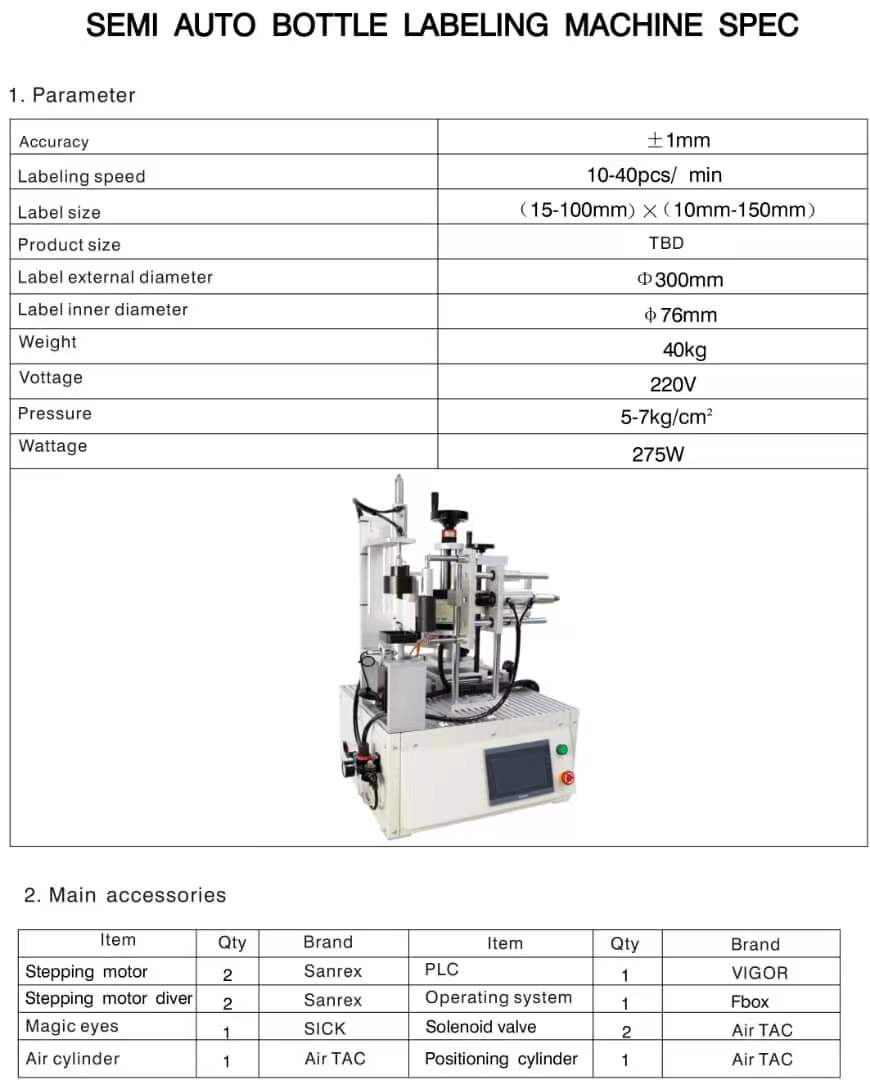 Semi-automatic Barcode Label Printing Machine for Shampoo Cosmetic Bottle in Cartons Packaging Type