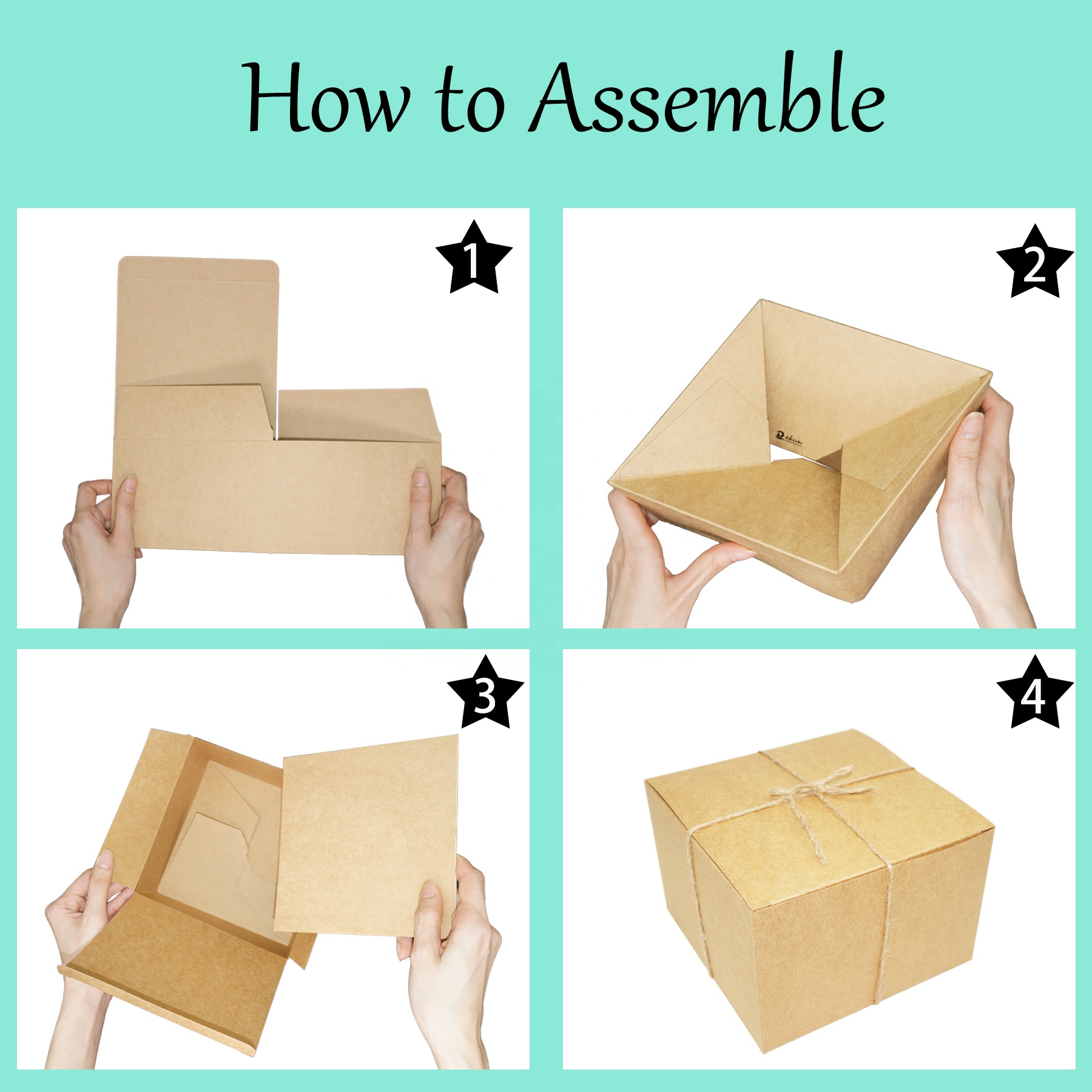 Recycled Paper Kraft Cardboard Gift Boxes 6x6x4 Inch For Bakery Cupcake