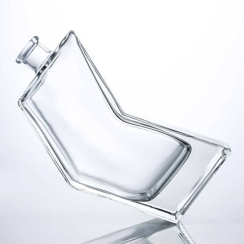 Unique Shape Glass Bottle for Rum Gin Vodka Cork Stopper Included