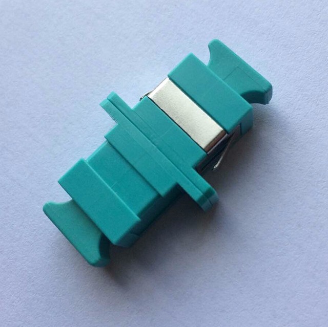 MM OM4 SC PC Flange Optical Fiber Adaptor Simplex Aqua
