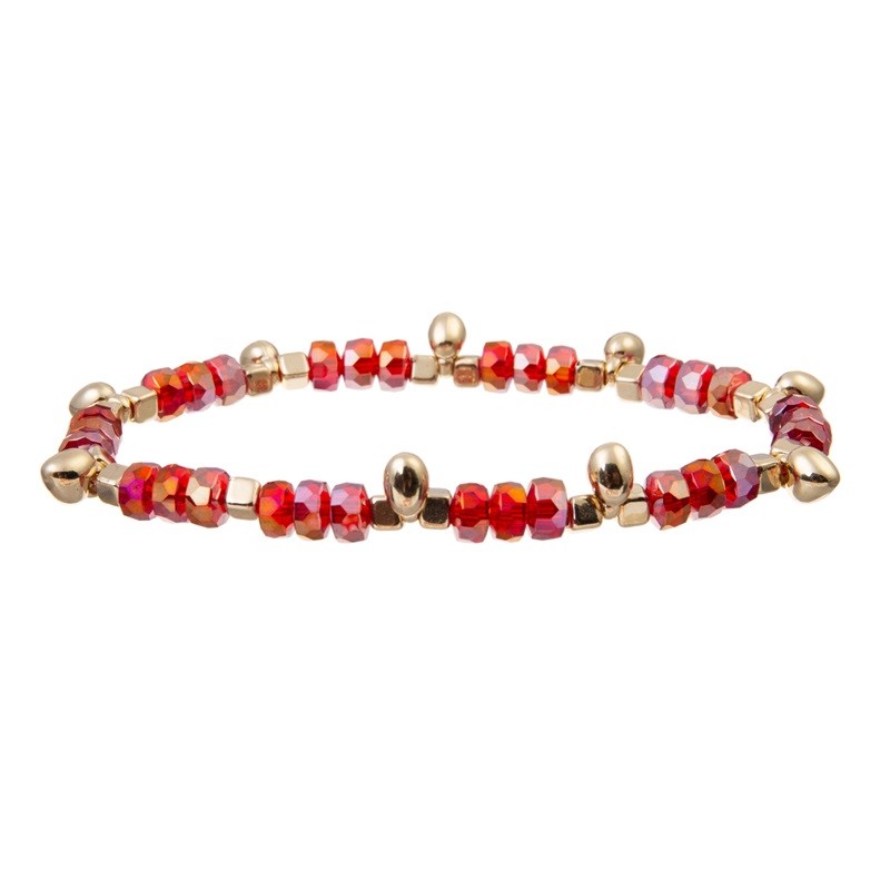 Red Handmade Beads Bracelet Set Stackable Family Custom Name Bracelet