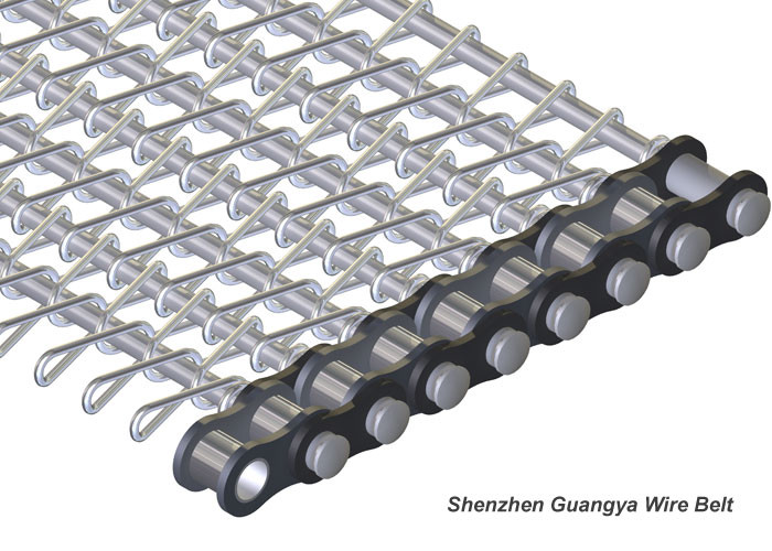 Black Plain Woven Stainless Steel Mesh Conveyor Belt High Strength Chain Edge