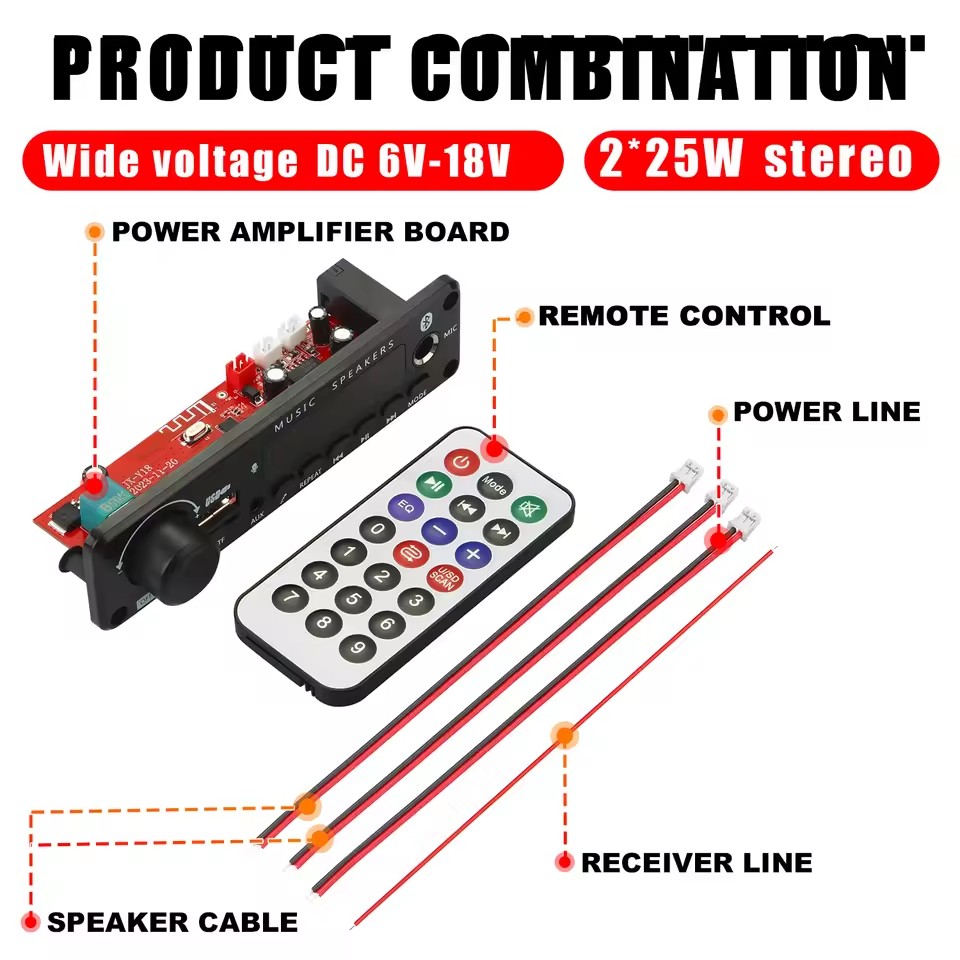 2*25W Microphone Priority Power Amplifier with MP3 Decoding Board and Accompaniment Battery Life 20 Hours Screen Yes