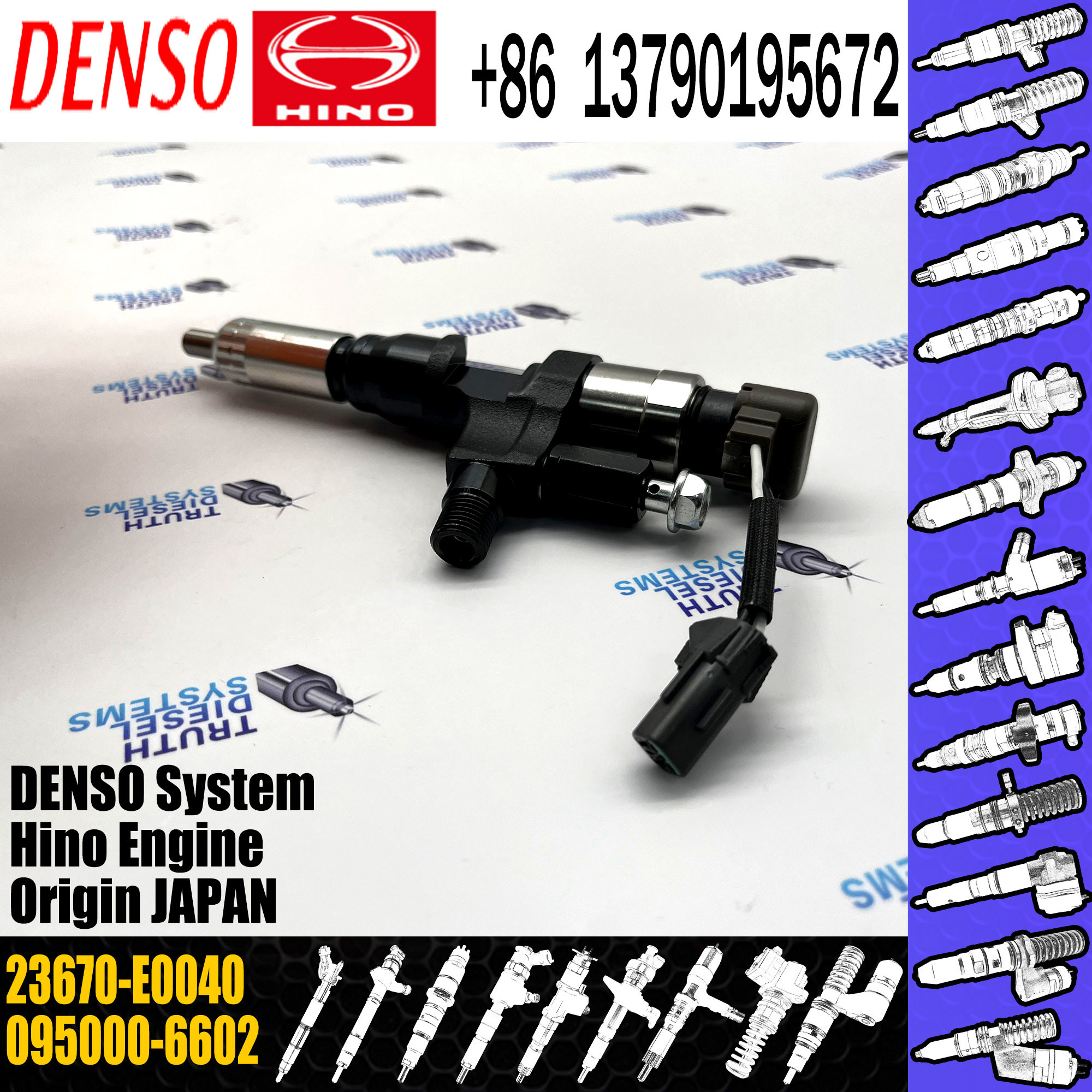 095000-6602 Diesel Fuel Injector 23670-E0040 For HINO J08C J08E