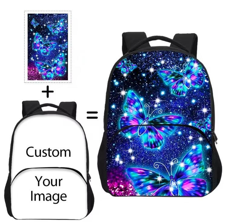 Durable Fashion Butterfly Custom Printed Backpacks 13 Liters Waterproof