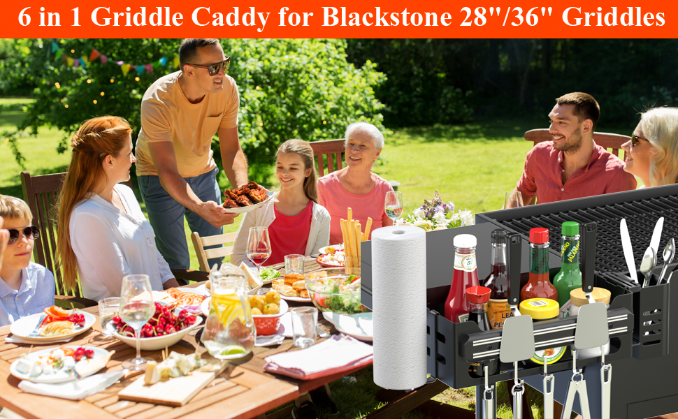 Griddle Caddy for Blackstone Free Drilling Hole Space Saving Grill Accessories for Blackstone 28"/36" Griddles/Prep Cart