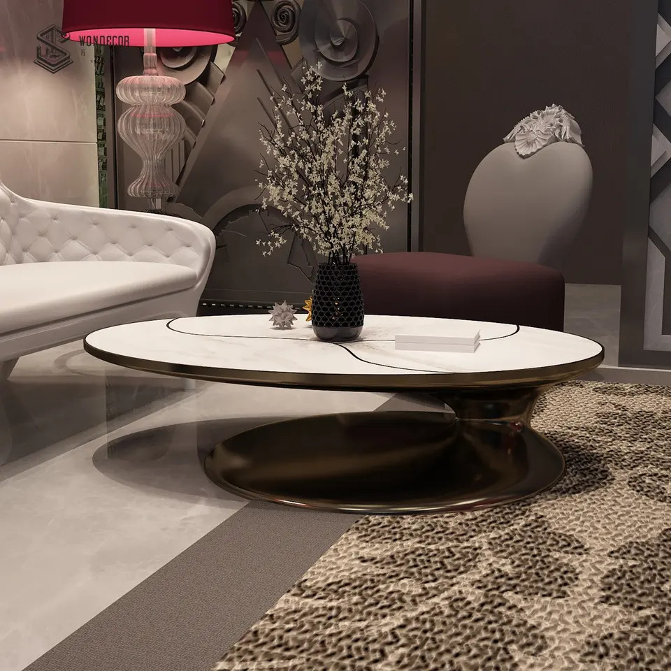 Living Room Top Marble Art Table Furniture Stainless Steel