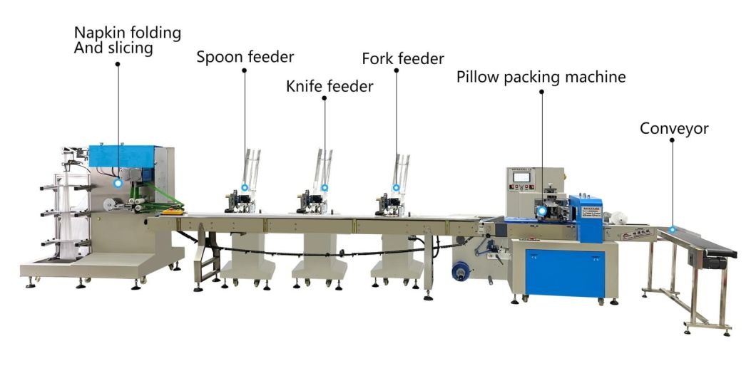 High Efficiency Paper Knife Fork Spoons Disposable Horizontal Pillow Packing Machine