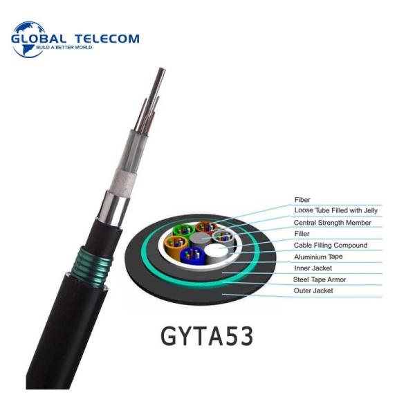 Underground G652D Single Mode Outdoor Fiber Cable Double Jacket Armored PE