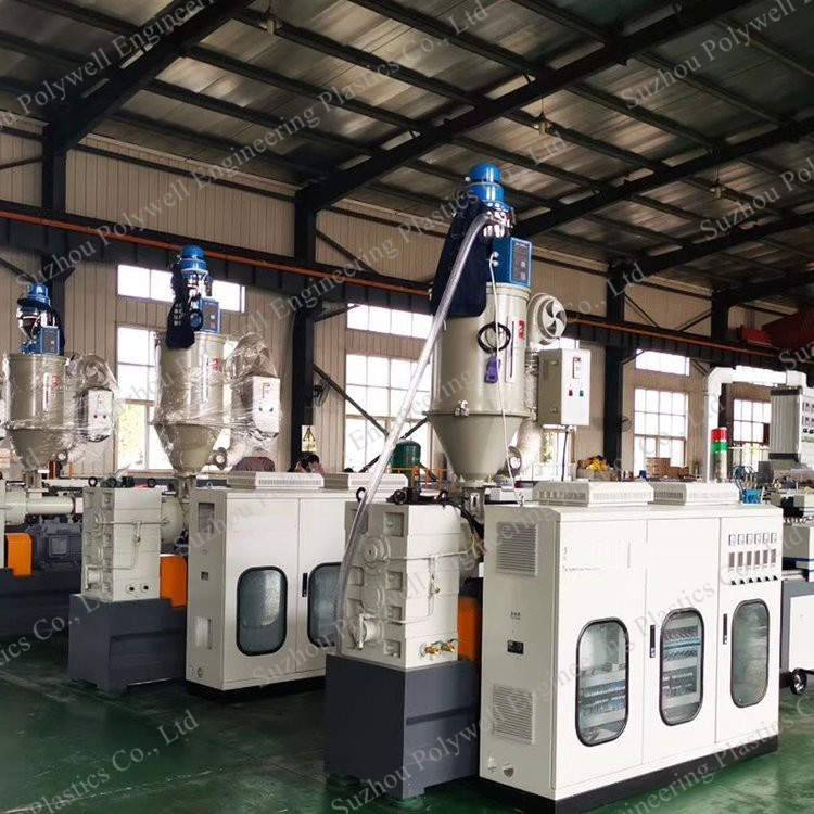 Plastic Pipe HDPE PVC Structural Hollow Double Wall Spiral Winding Sewer Corrugated Pipe Extrusion Line