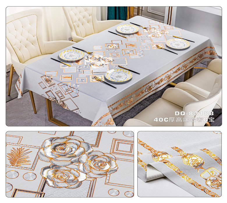 137cm*20m Waterproof Blue Golden Dining Wedding Nonwoven Waterproof Table Cloth Cover