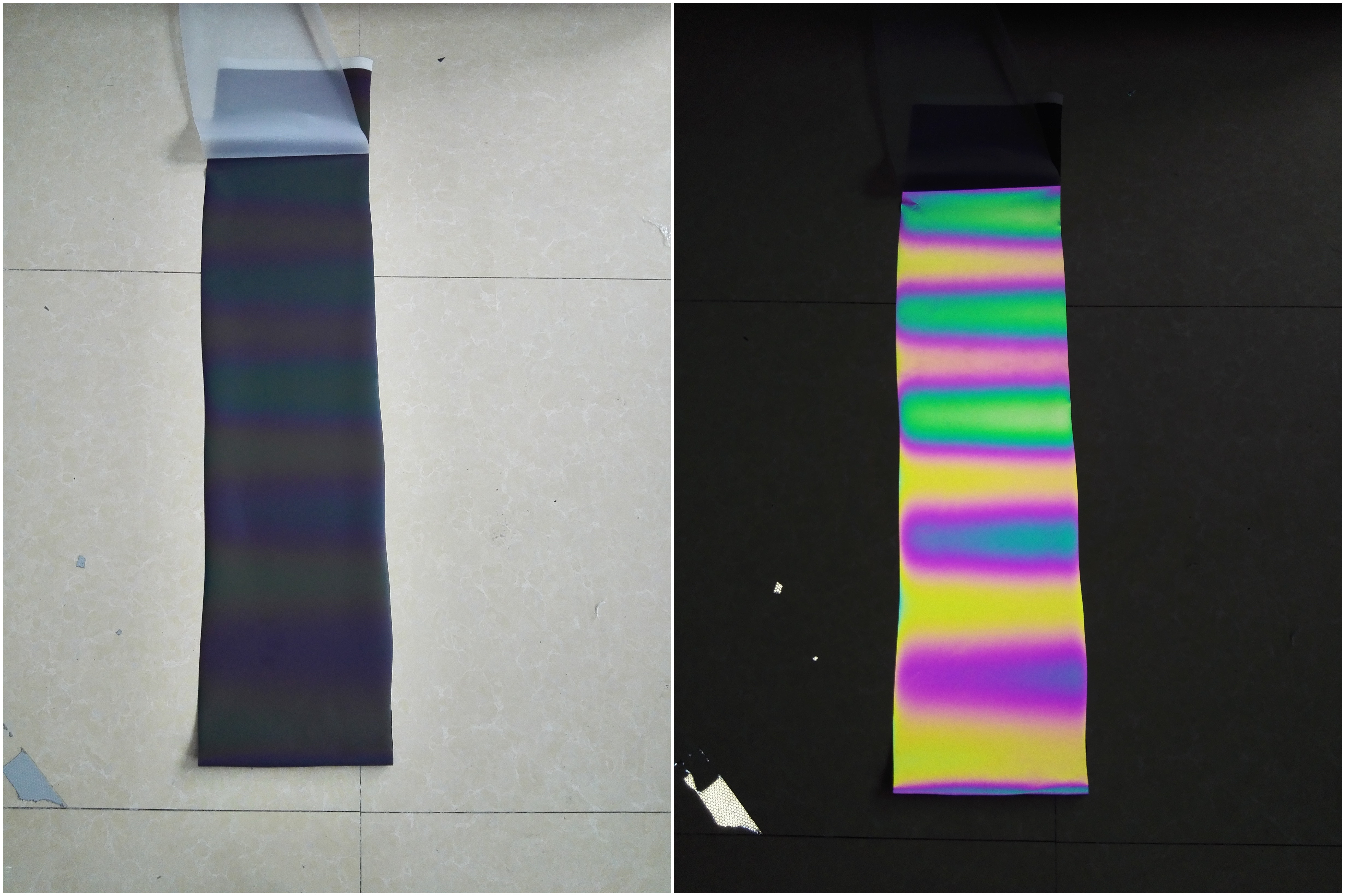 Rainbow 1.40m*100m Heat Transfer TPU / PES Reflective Tape Sheets for cloth