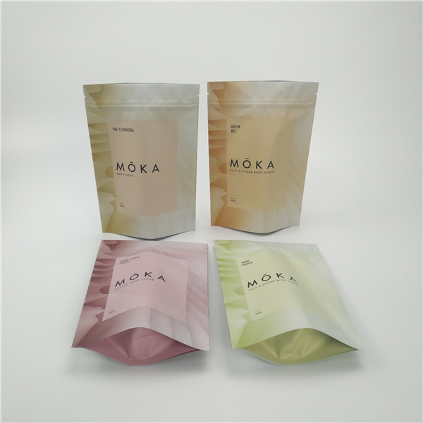 Stand Up Body Scrub Bag Foil Pouch Packaging for Food and Beauty Products