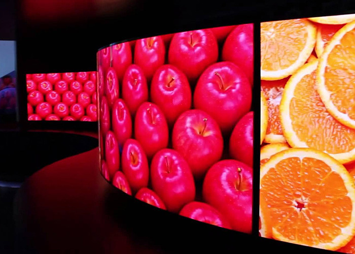 Customized Shape Interior Curved RGB LED Screen Passageway Background