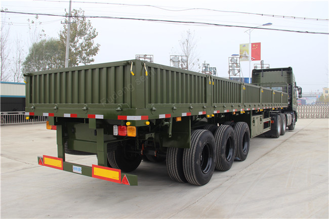 30-80 Tons Payload Semi Flatbed Trailers / 40ft Semi Trailer With Steel Side Wall