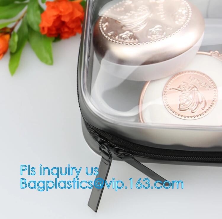 Cosmetic/ Makeup/ Toiletry Clear PVC Travel Wash Bag with handle, Cosmetic Gift Bags Tote Travel Makeup Bag for Zipper