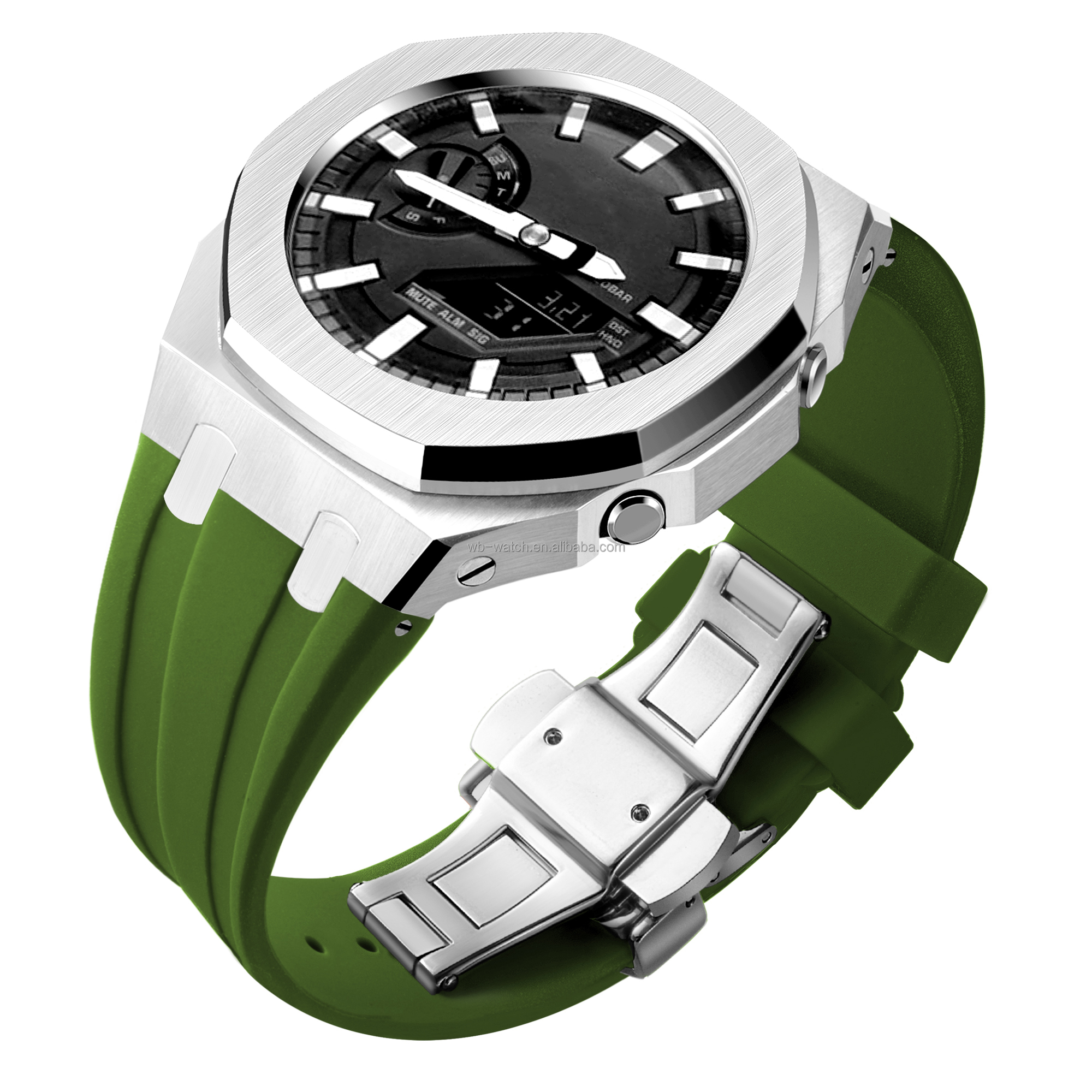 GA2100 Rubber Strap Metal Bezel Parts Accessories Watch Mod Kit Stainless Steel Case for Casio GA2100 G Shock